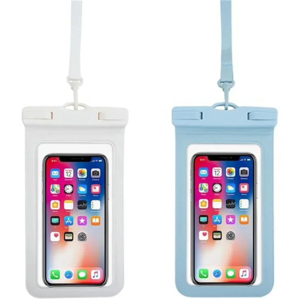 Waterproof Pouch Waterproof Case for iPhone 15 14 13 12 Pro Max (White+Blue)
